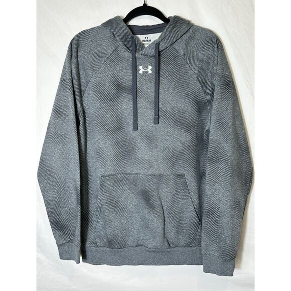 Under Armour Other - Under Armour Men's Rival Fleece Printed Hoodie Size M Gray Horizontal Stripe